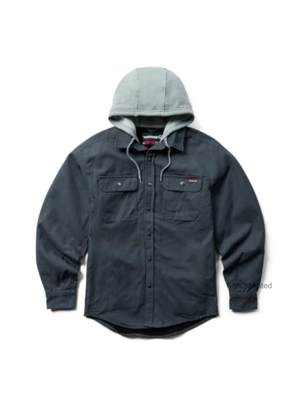 Fleece Lined Cotton Duck Canvas Hooded Shirt Jacket Oversized Fit Outdoor